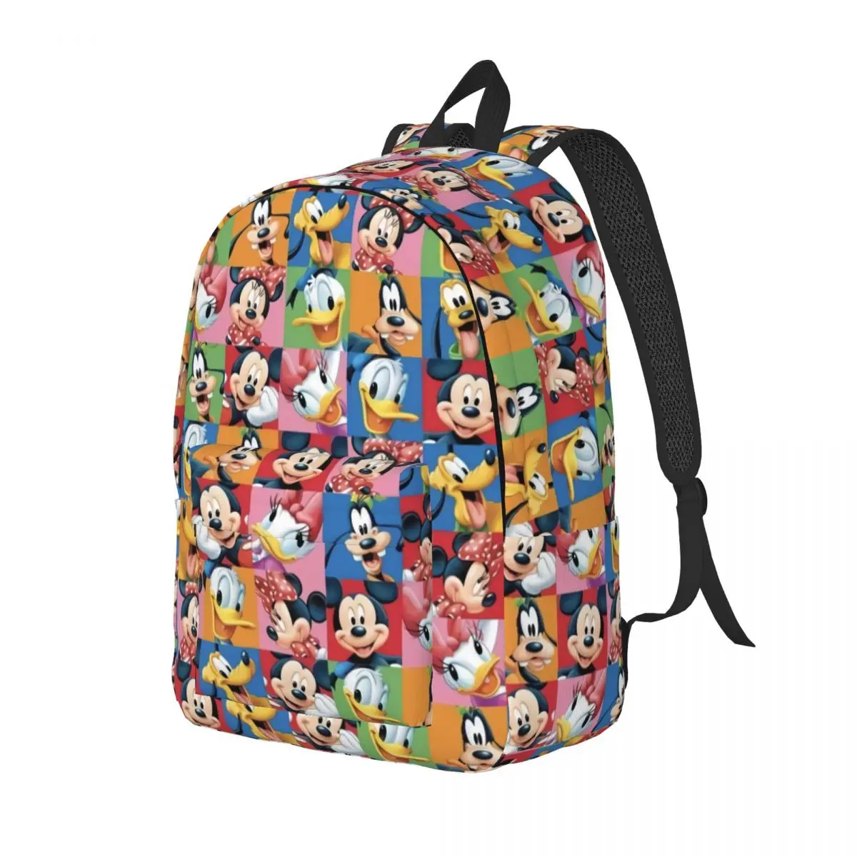 Custom Minnie Mickey Mouse Collage Canvas Backpack Girls Boys College School Travel Bags Men Women Bookbag Fits 15 Inch Laptop