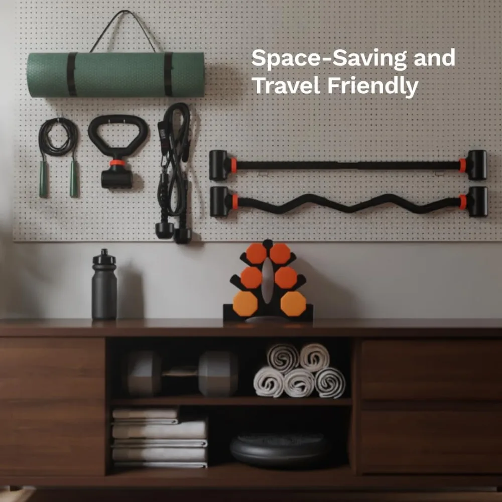 مجموعة محول الدمبل القابلة للتعديل إلى الحديد وKettlebell للياقة البدنية المنزلية - ما يصل إلى 200 رطل، معدات تدريب متعددة الاستخدامات