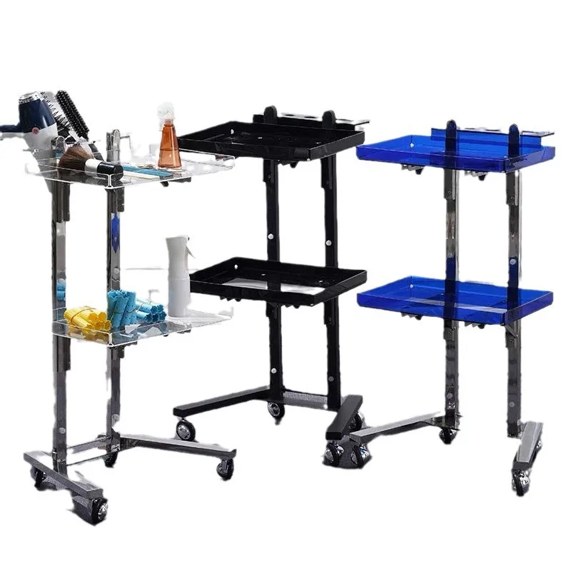 Wholesale barber shop trolley foldable tool cart hair shop hair salon special stainless steel perm and dyeing cart