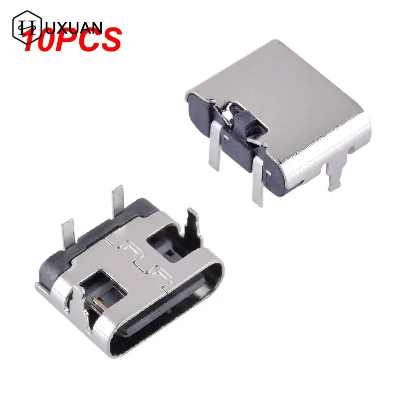 10Pcs 2 Pin Micro USB Type C Connector Socket USB 3.1 Type-C Female Power Jack Dock For Mobile Phone Charging Port