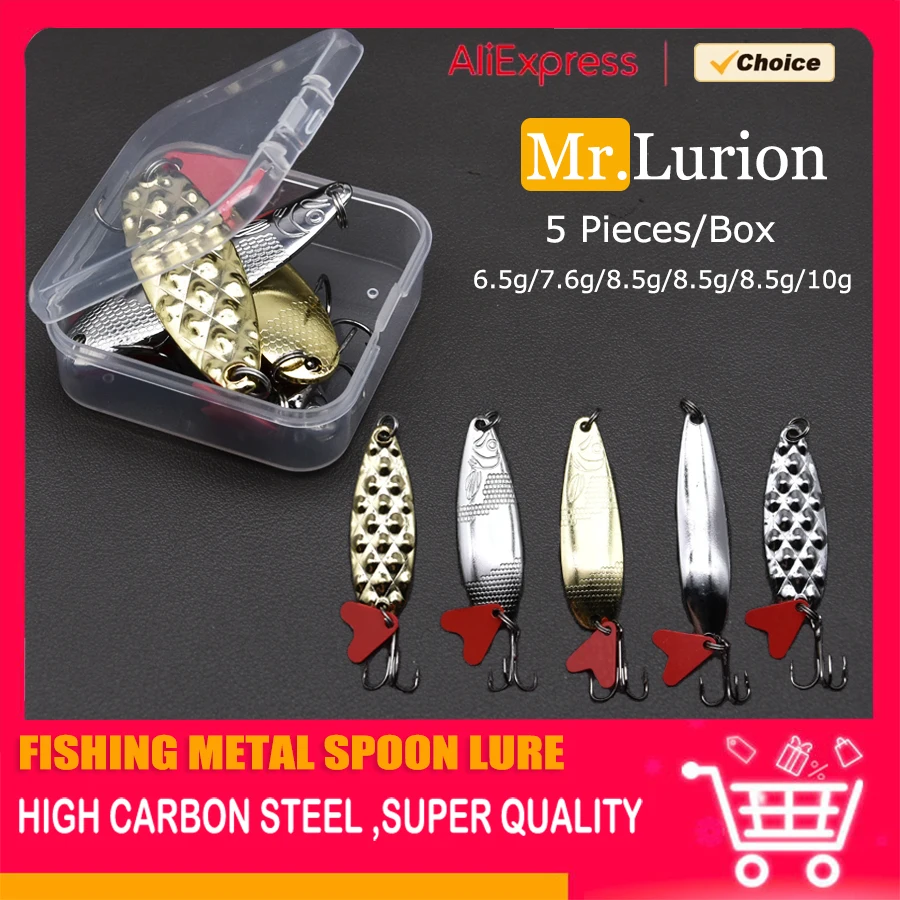 MrLurion 5g 6,5g 8,5g 10g Löffel Metall Spinner Köder Köder, Angeln Forelle Bass Köder Tackle mit scharfen Drillingen