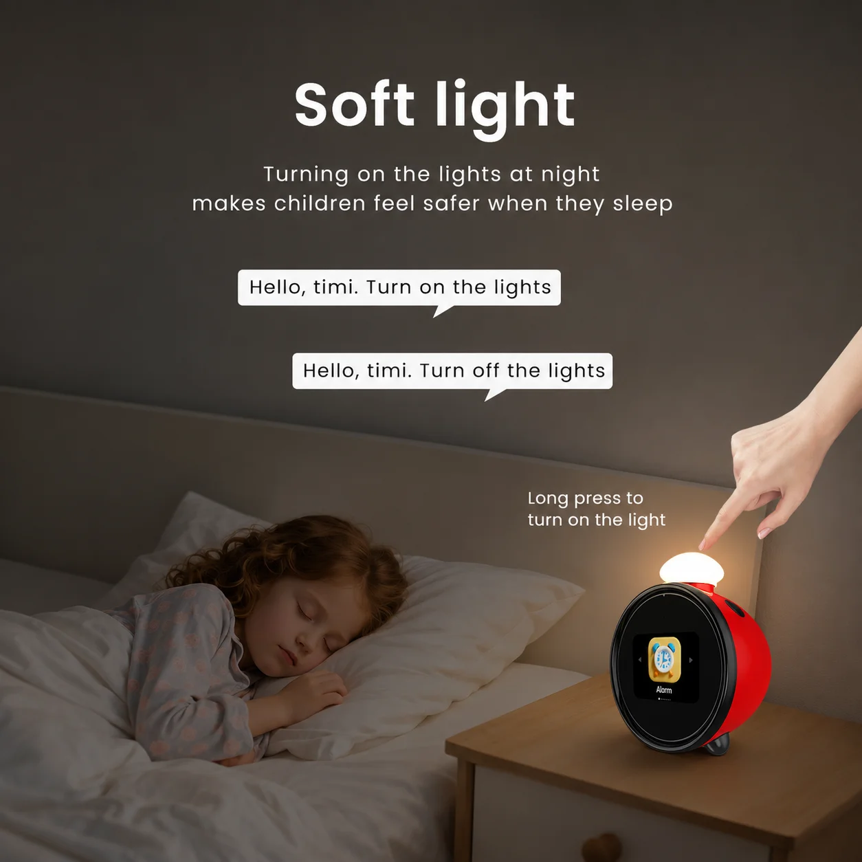 N3 Kids Smart AI Alarm Clock 2.8Inch Touch Screen Voice Interaction 50 Sets Alarms Rechargeable Desk Clock Sleep Mode MP3 Player