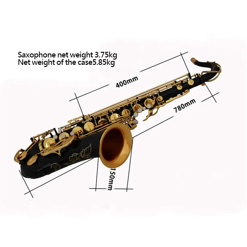 Saxophone Black lacquer gold keys Bb tenor saxophone beginner practice saxophone SAX