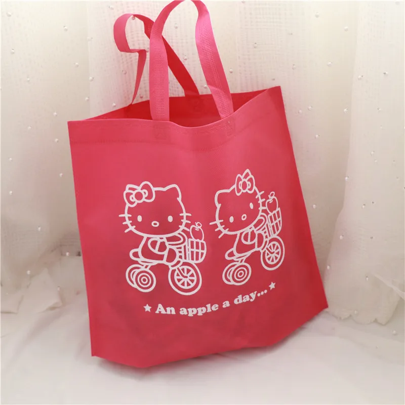 5pcs Hello Kitty cartoon gift bag shopping bag cartoon non woven fabric bag rose red handbag holiday gift for women accessories