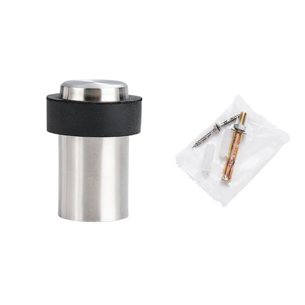 Stainless Steel Rubber Door Stop Non Punch Door Holder Door Stopper Floor Wall Mounted Nail-free Doorstop Door Hardwares