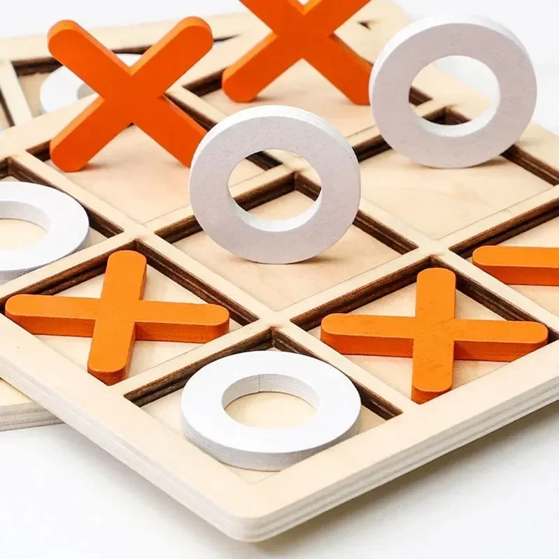 Holz XO Tic Tac Toe Spiel Mini Schachbrett Interaktion Puzzle Training Montessori Lernspielzeug Geschenk für Kinder Jungen Mädchen