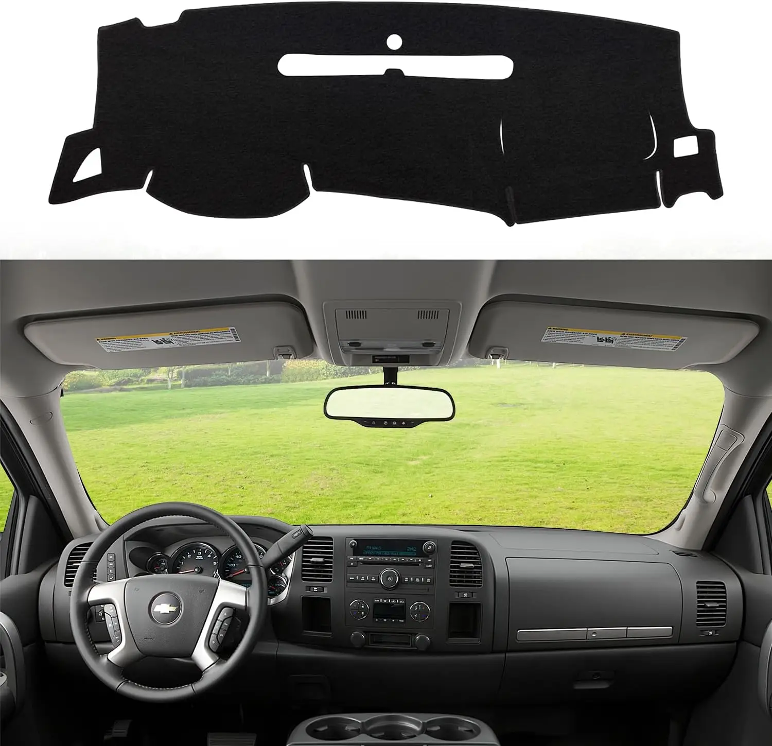 Dashboard Dash Cover Mat for Chevy Chevrolet Silverado 2007-2013 Polyester Custom Fit Silverado Dash Cover with Two Glove Boxes