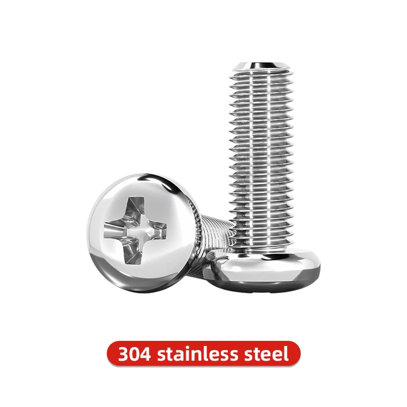 GB818 Cross Recessed Pan Head Machine Screws M2 M2.5 M3 M4 M5 M6 M8 304 & 316 Stainless Steel Phillips Round Head Screws