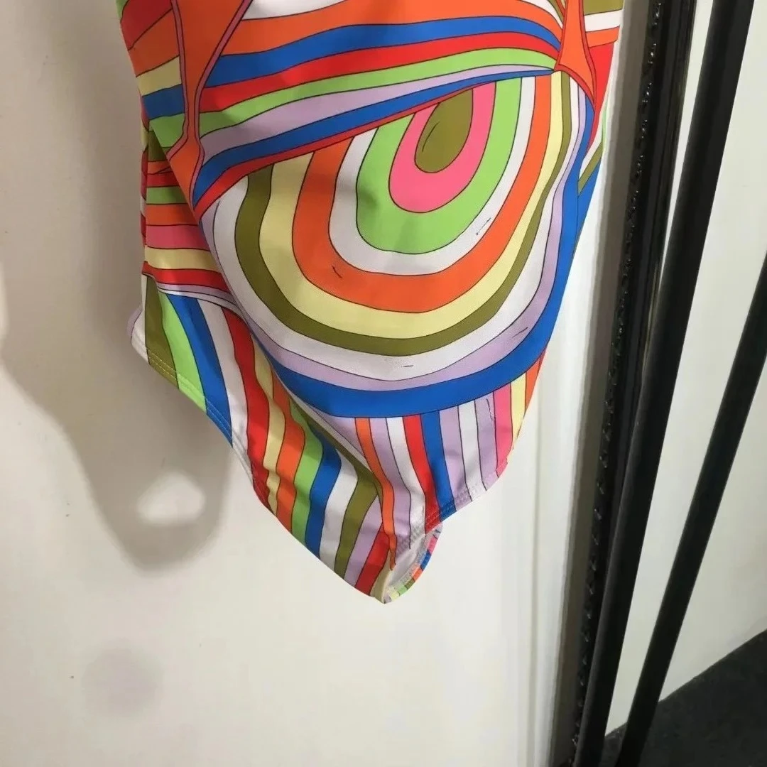 Trajes de baño de una pieza con diseño de lujo europeo para mujer, traje de baño con estampado de letras a rayas, conjuntos de Bikini de playa sexys de marca a la moda para mujer
