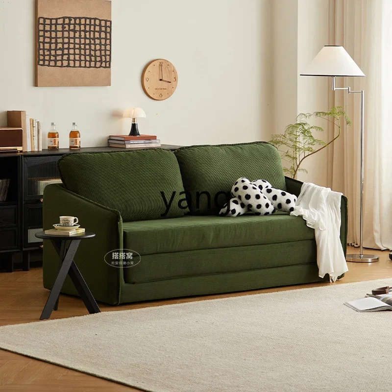LH retro folding sofa bed small apartment living room removable and washable corduroy retractable bed