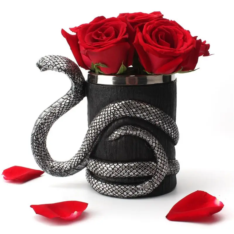A98E-Viking Style Beer Mug, Double Wall Insulated Drinking Cup, Metal Interior, Ideal For Hot And Cold Beverages