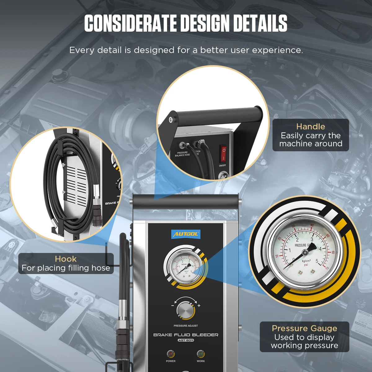 AUTOOL AST609 自動車ブレーキフルードブリーダーポンプ ブレーキオイル交換ツール