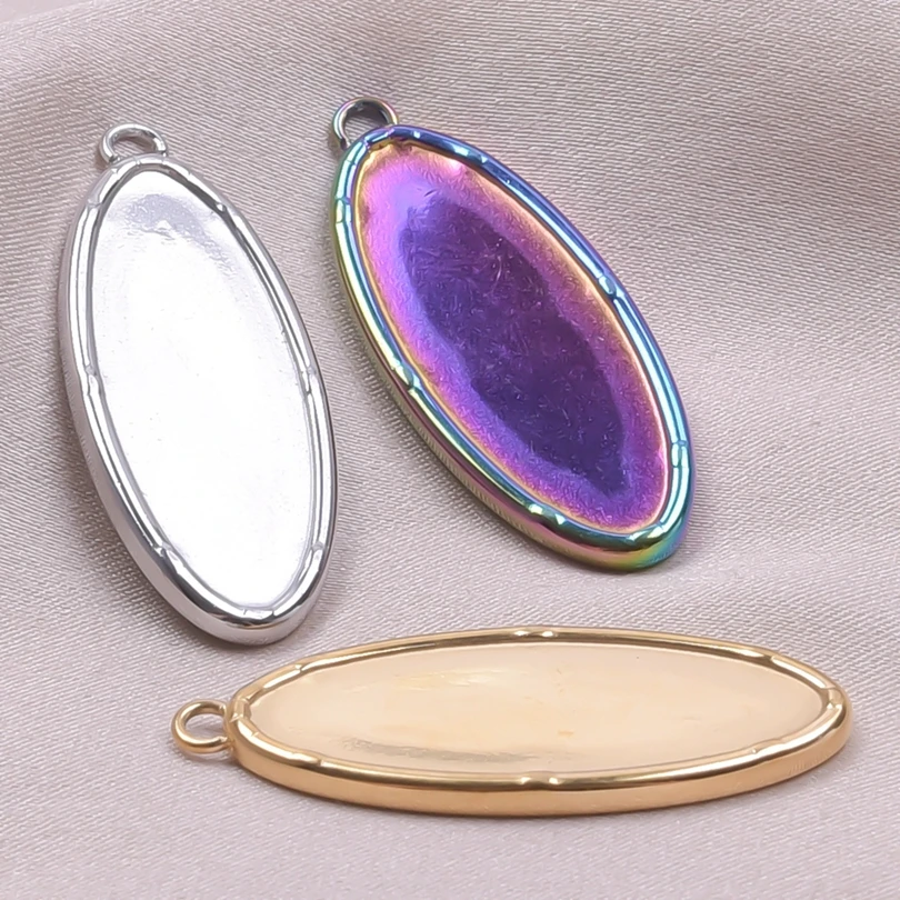 5 teile/los Edelstahl Runde Oval Herzförmige Tablett Anhänger Basis Einstellungen Charms DIY Schmuck Machen Liefert Halskette Ohrring – Detail 9