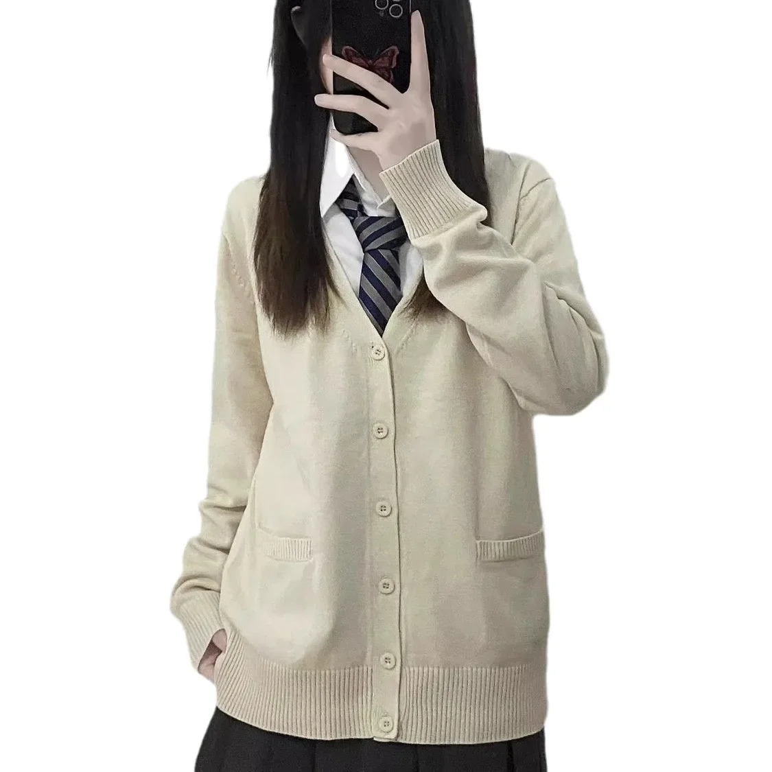Cardigan lavorato a maglia uniforme stile giapponese JK Stile preppy Dolce materiale scolastico Maglione Versatile manica lunga Autunno/Inverno