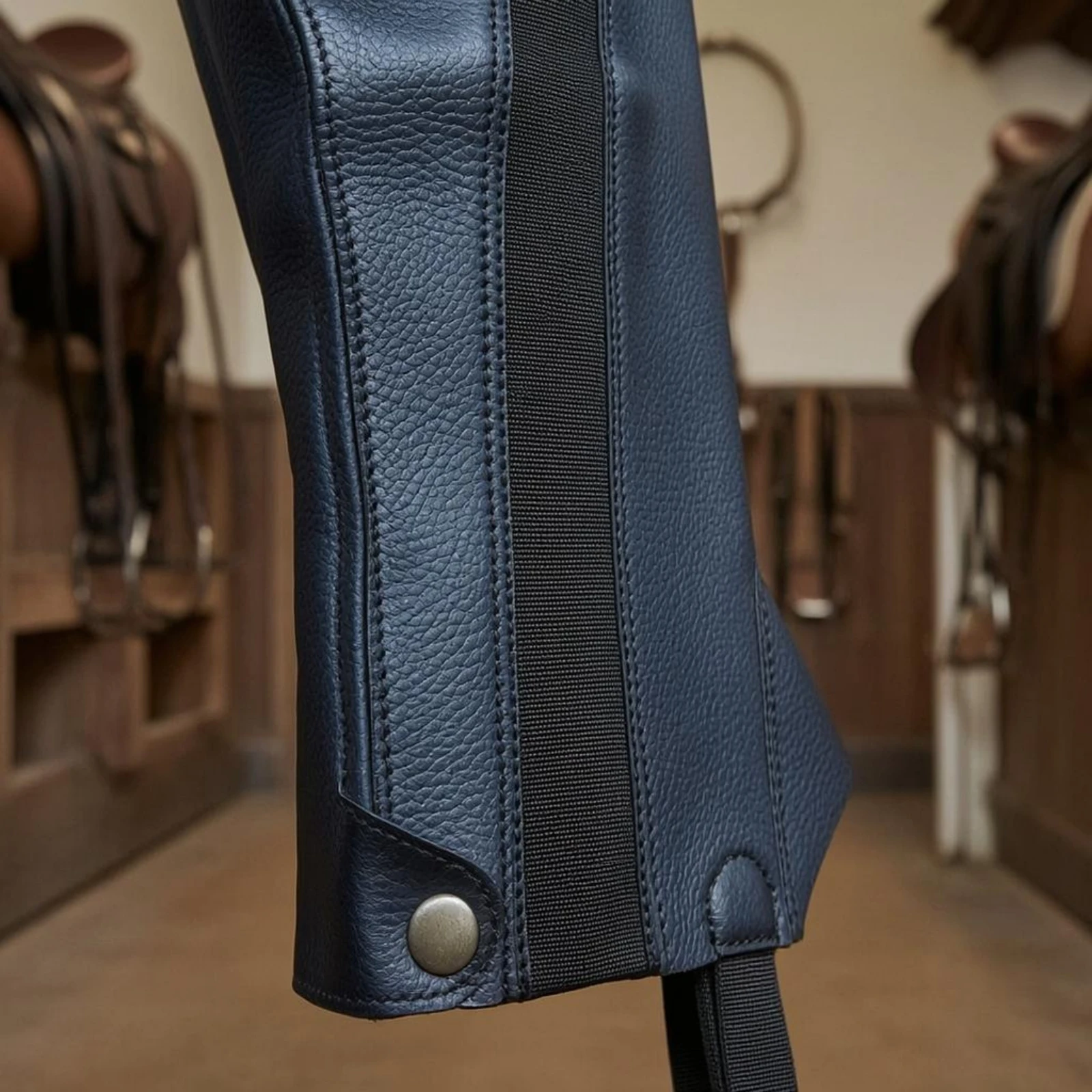 Equestrian Boot Cover Synthetic Leather-Like Riding Boot Cover Leg Gaiter Textured Surface Dark Blue