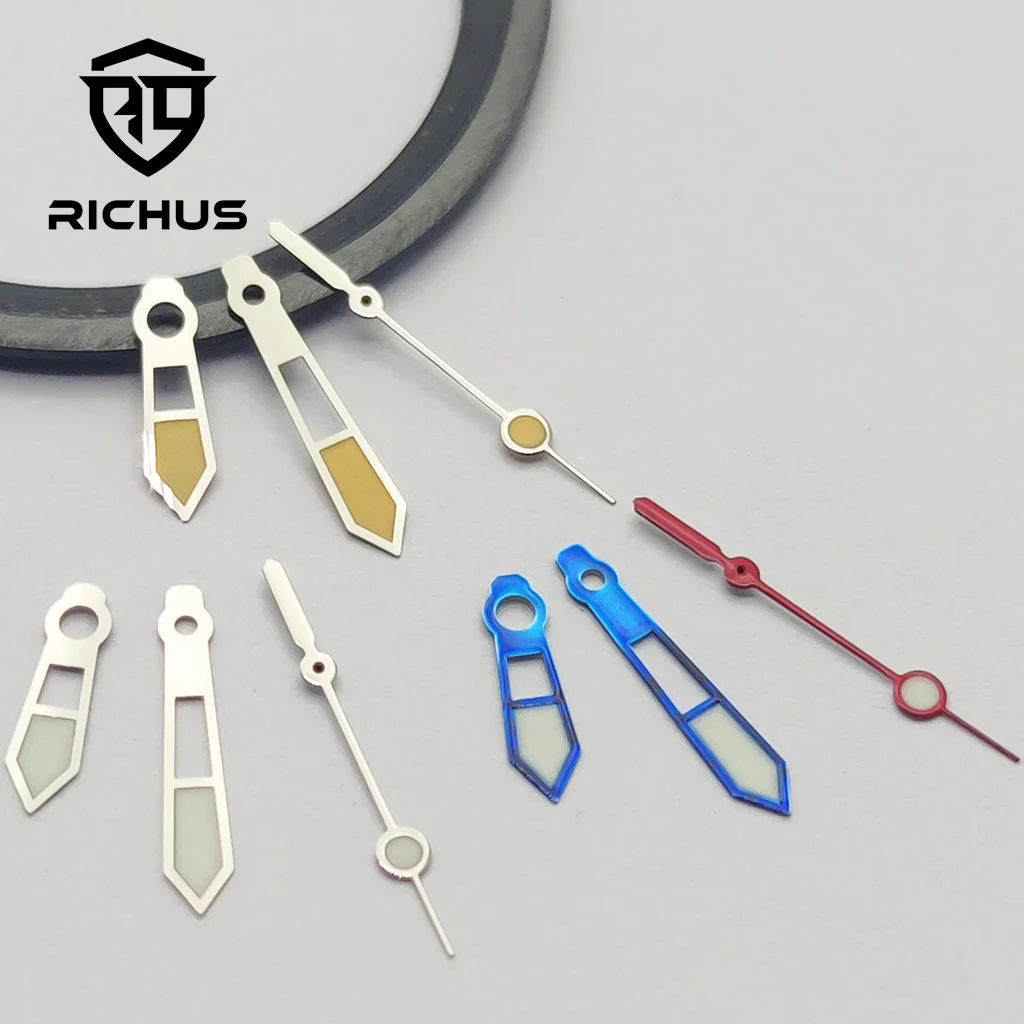 RICHUS NH35 Hands Silver Watch Hands Green Luminous Fit NH34 NH35 NH36 ETA2824 2836 Miyota8215-DG Movement