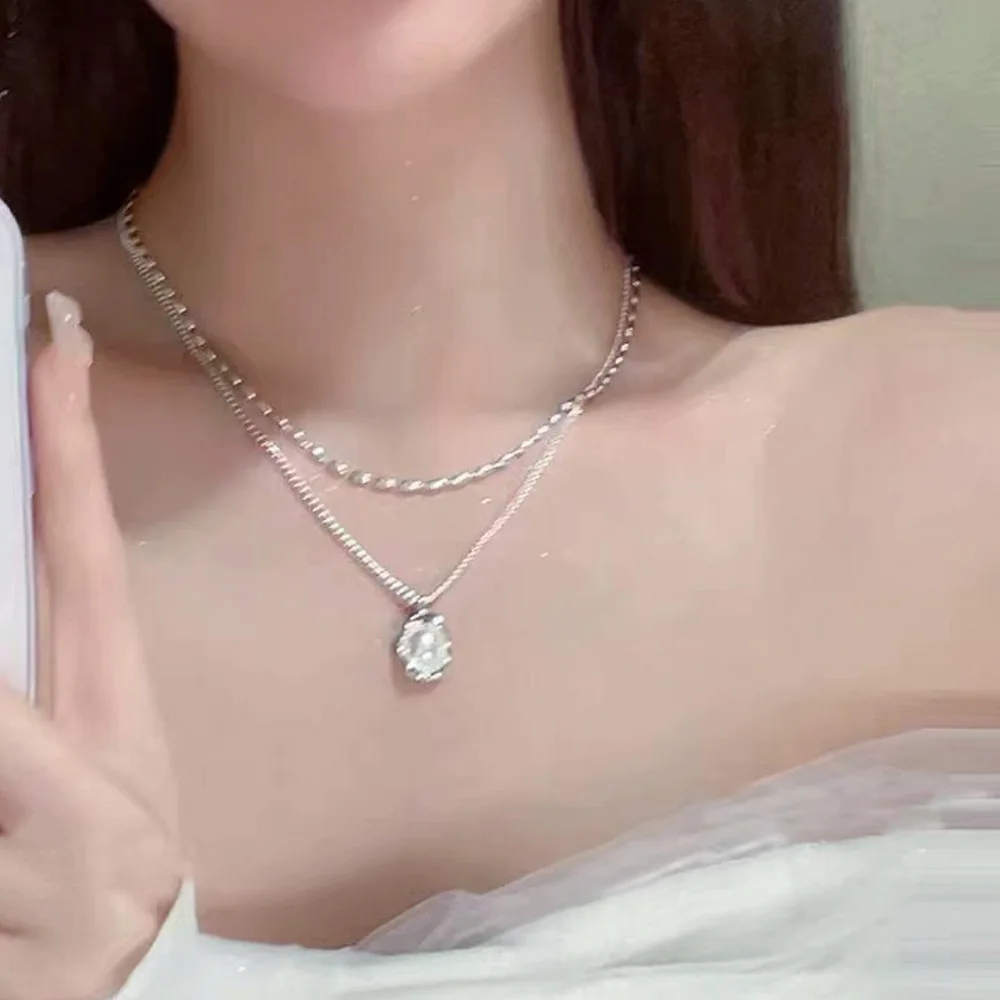 

Fashionable Double-layer Imitation-Pearl Pendant Necklace Irregular Pearl Design Stylish & Elegant Trend Gift for women girls