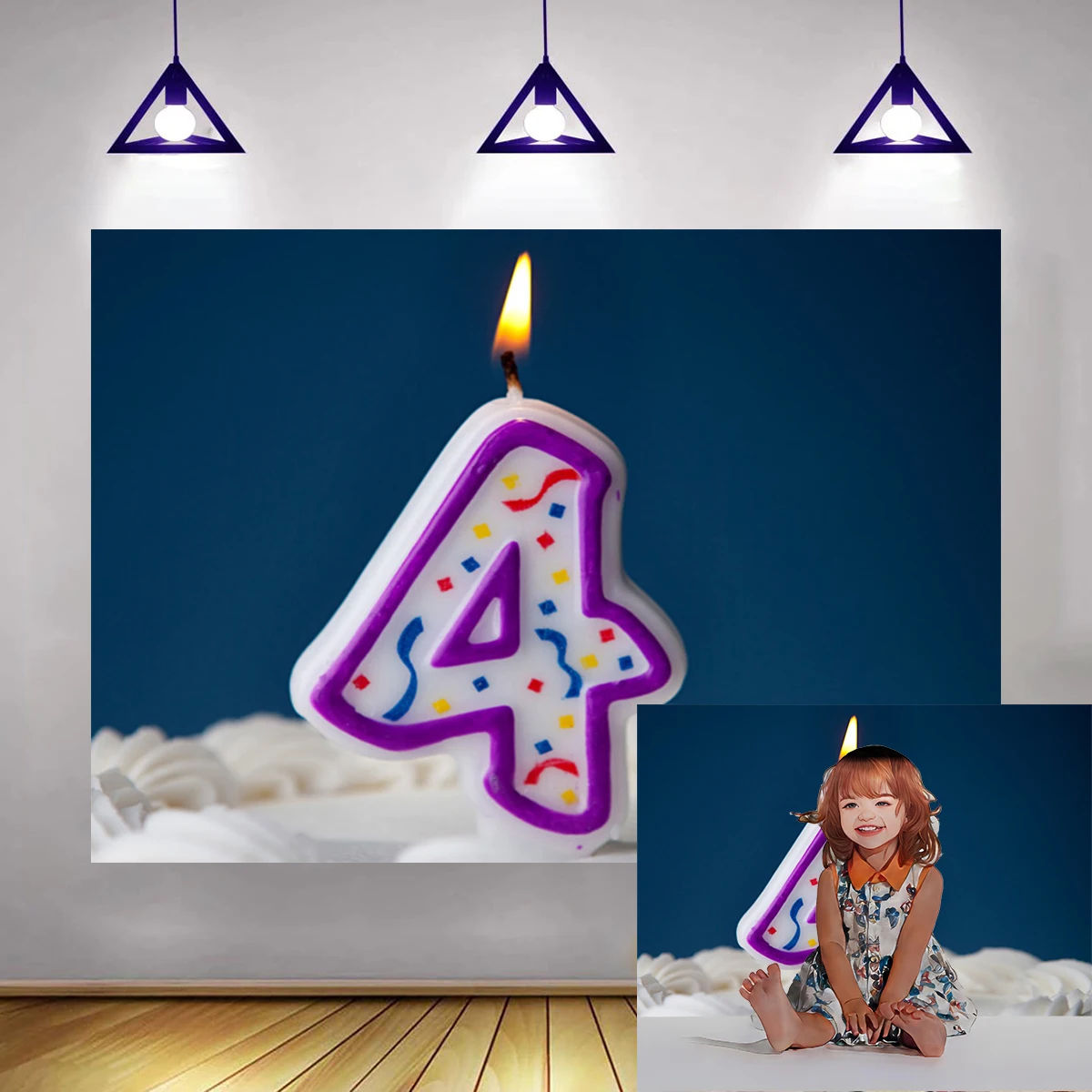 I'm 4 Years Old Happy 4th Birthday Banner Backdrop Welcome Party Decorations Girls Cake Candle Present Family Photography