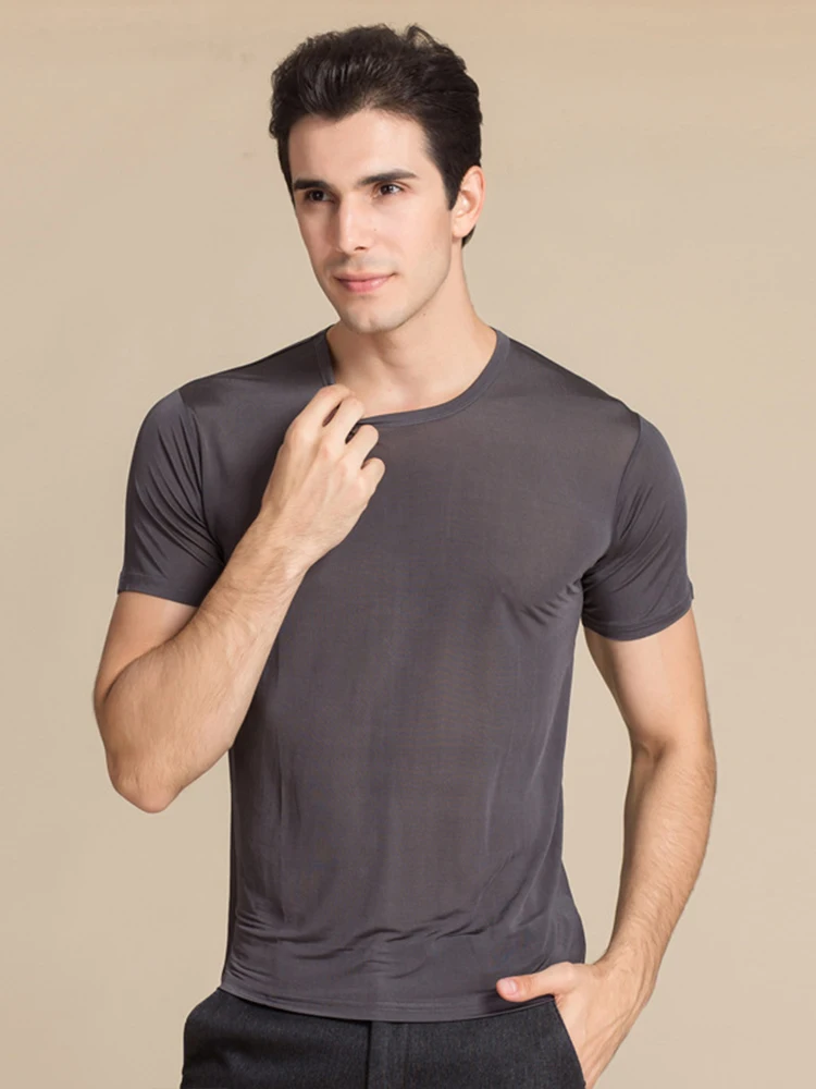SuyaDream Männer T shirt 100% Natürliche Seide O neck Kurzarm Chic Feste T 2022 Neue Frühling Sommer Top Weiß
