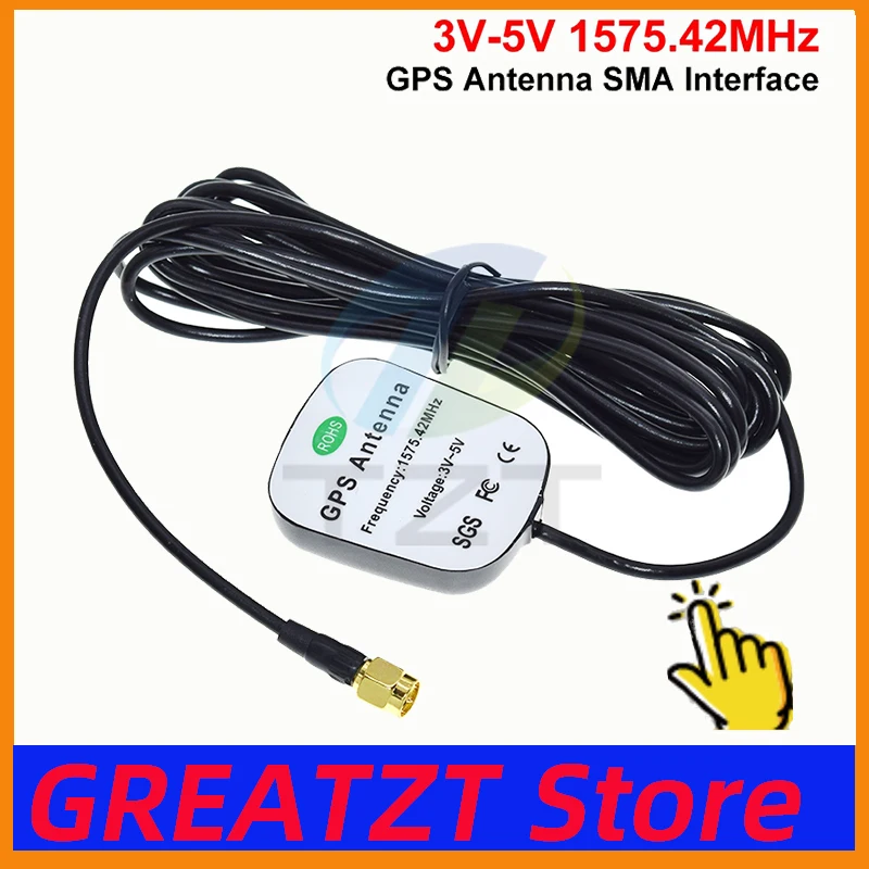 GREATZT 3Meter Car GPS Antenna MCX Male Connector Cable Magnetic GPS-Receiver Auto Aerial Adapter for Car Navigation