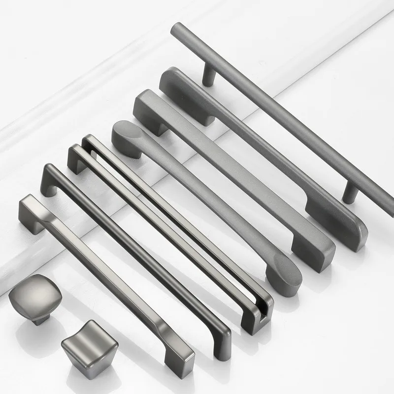 

KK&FING Modern Simple Starry Gray Kitchen Cabinet Knobs and Handles Aluminum Alloy Drawer Pulls Cupboard Door Knobs Hardware