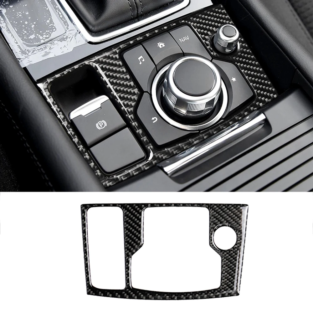 Multi-Media Multimedia Control Switch Buttons Cover Trim Sticker For Mazda 3 Axela 2017 2018 Carbon Fiber ABS Styling Accesorios