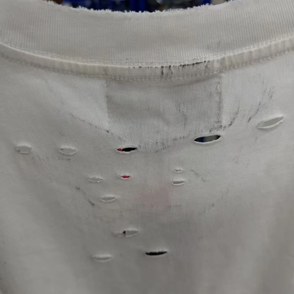 Satoshi Nakamoto T-shirt 26SS Destroyed Washed White Letter Print Vintage Ripped Short-Sleeved T Shirts Men Women Streetwear image 6
