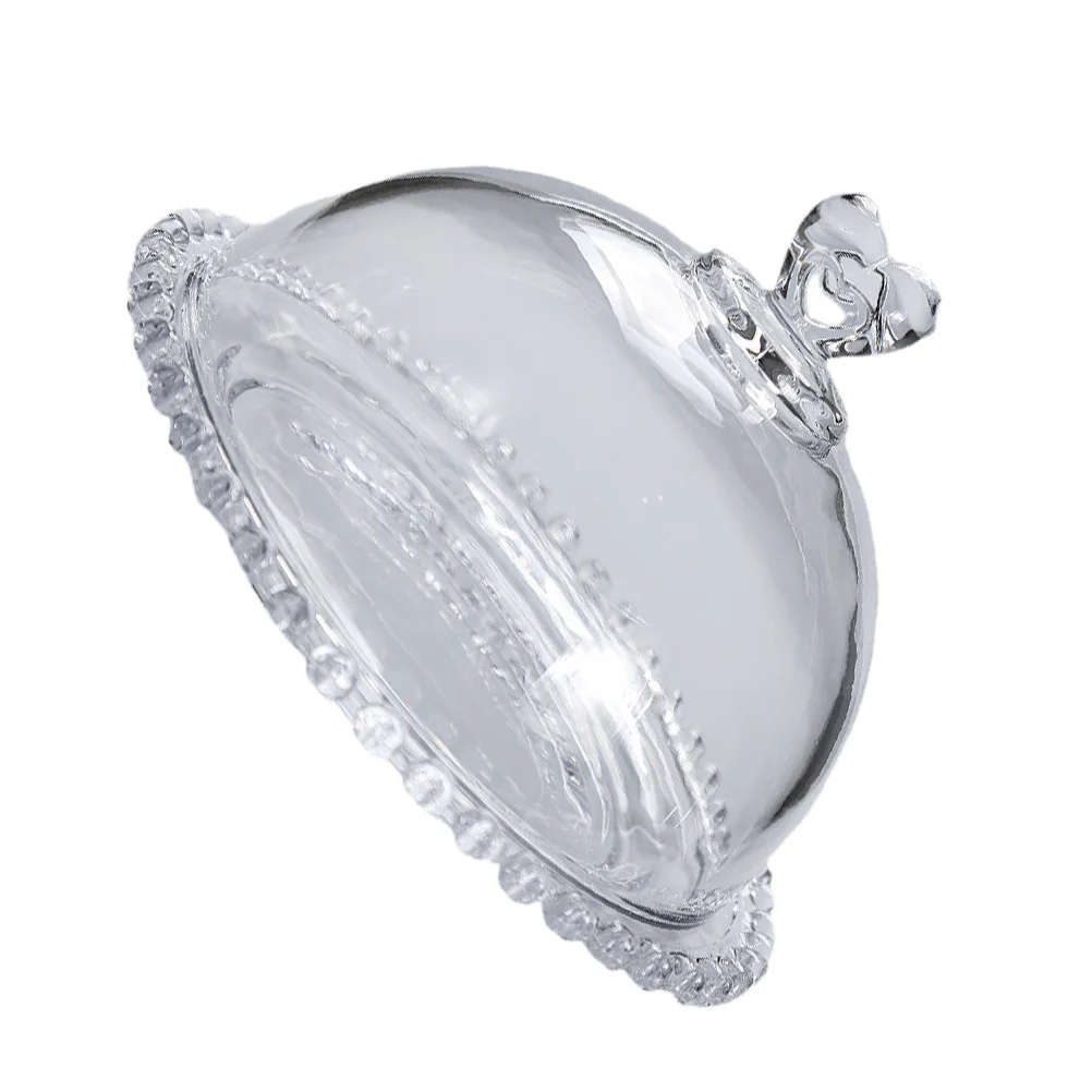 

1Set Glass Cake Dome Tray with Heart Handle Dust-Proof Food Display Plate for Snacks Desserts Cakes Transparent Storage