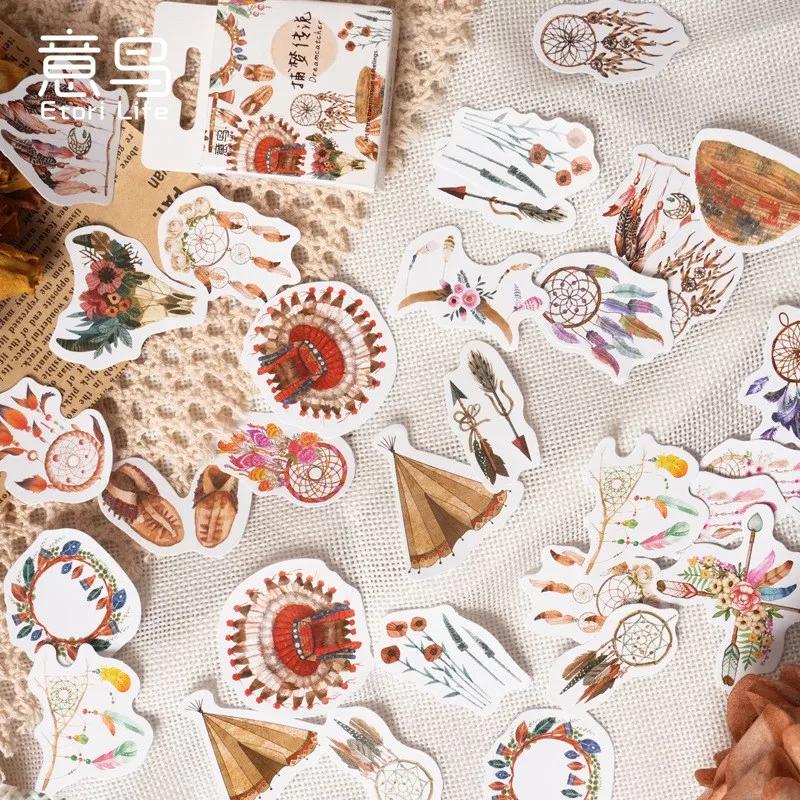 46 Pcs Kawaii Dream Catcher Stickers Sets For Diary Album Notebook Scrapbooking Envelop Planners Stationery Journals