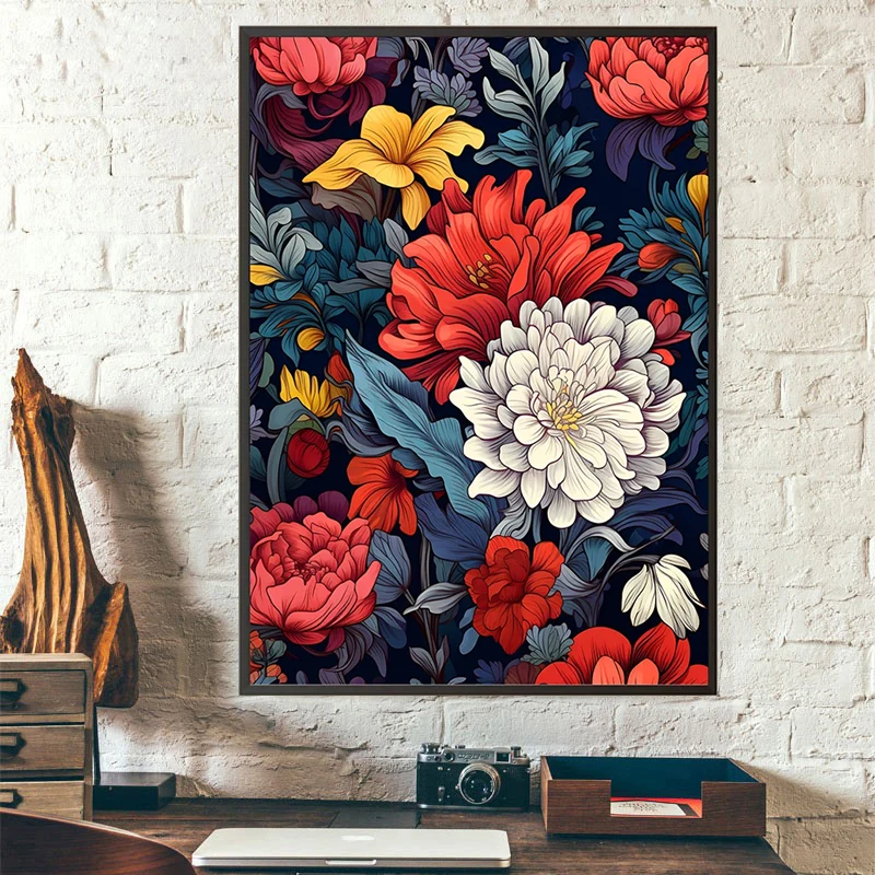 Prosperous Flowers 5D Diamond Painting Full Diamond Art Embroidery Restaurant Office Home Decor DIY Diamond Cross Stitch Kits