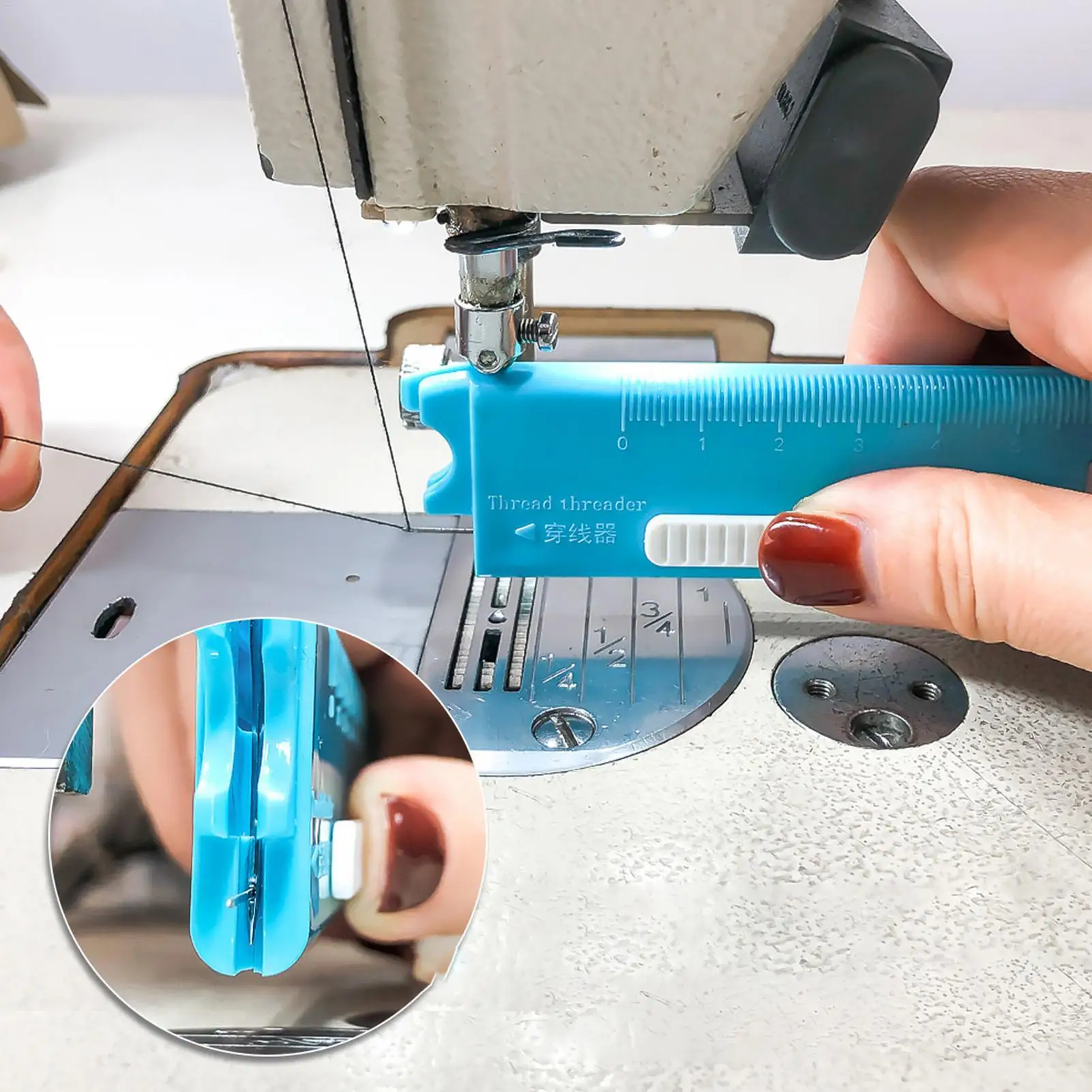 Multi-Functional Eye-Closed Needle Threader Quick Sewing Machine Needle Threader Automatic Fast Pass Hook Needle Threader