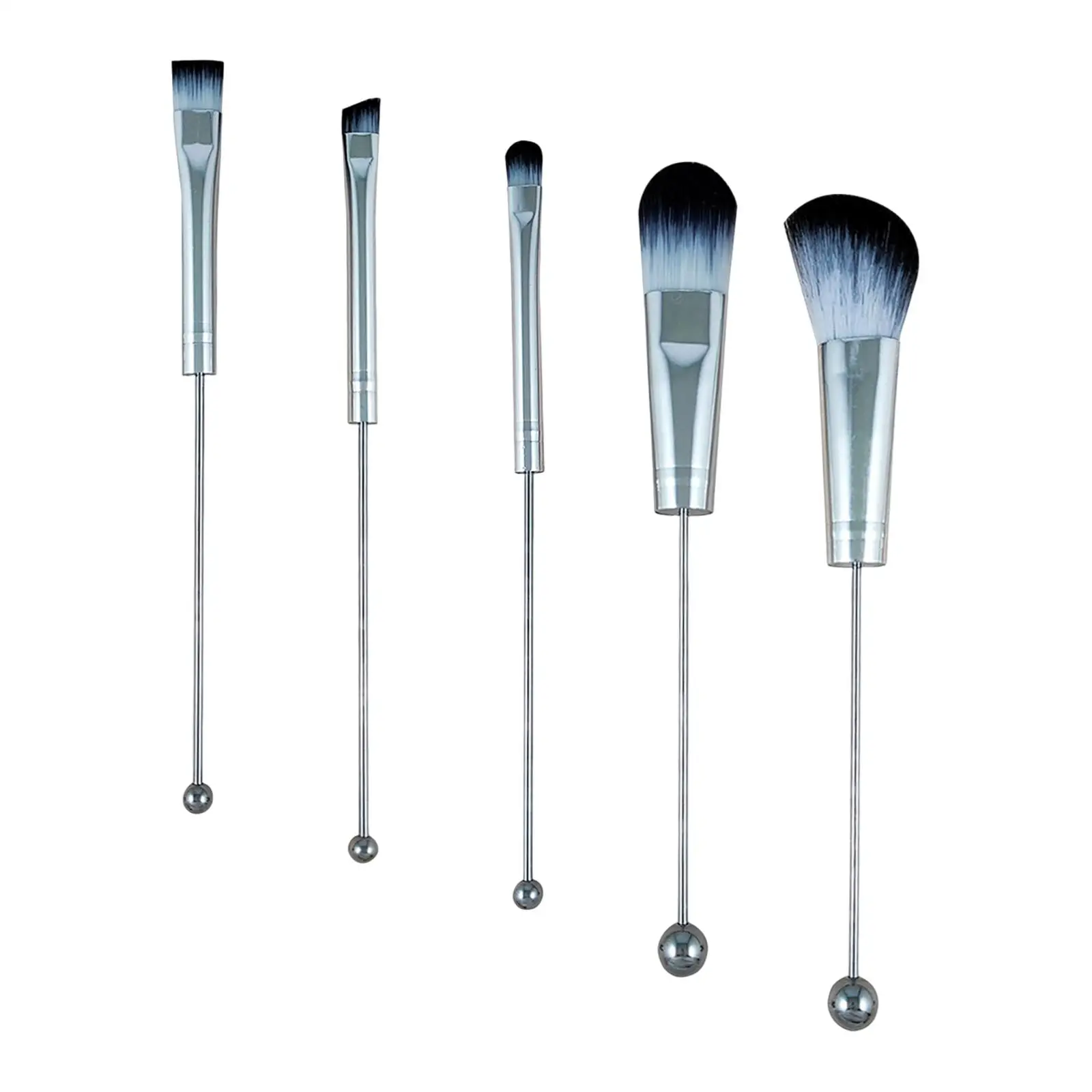 Portable Makeup Brush Kit with Synthetic Foundation Blending Face Powder Brush Beaded Eyeshadow Brush Eyebrow DIY Tool for