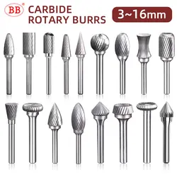 BB Rotary Files Carbide Burrs Deburring Milling Tool M Type 6mm Shank Grinder for Metal