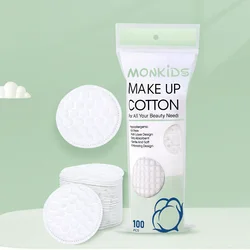 100pcs soft and breathable circular makeup remover pads, double-sided pearl textured cotton pads, used for daily facial cleaning