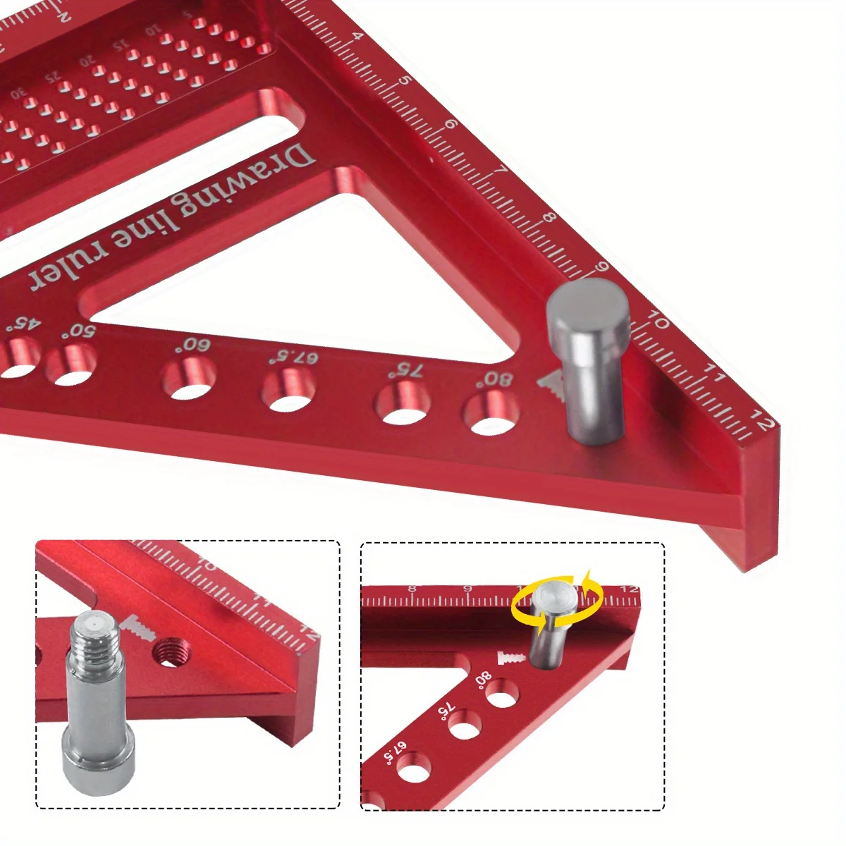 멀티 앵글 측정 눈금자 목공 사각 각도기 (Dowel 알루미늄 포함) 고정밀 레이아웃 도구 핀 연귀 삼각형 눈금자