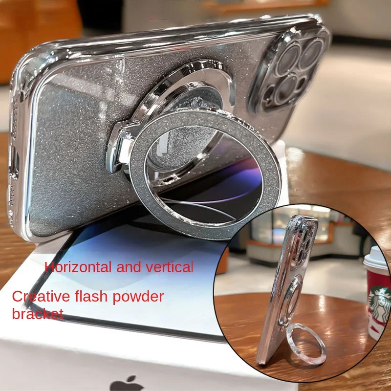 For Xiaomi Mi 14T Pro Case Soft Bling Glitter Quicksand Ring Stand Protective Back Cover Case For Xiaomi Mi14T Pro Phone Shell