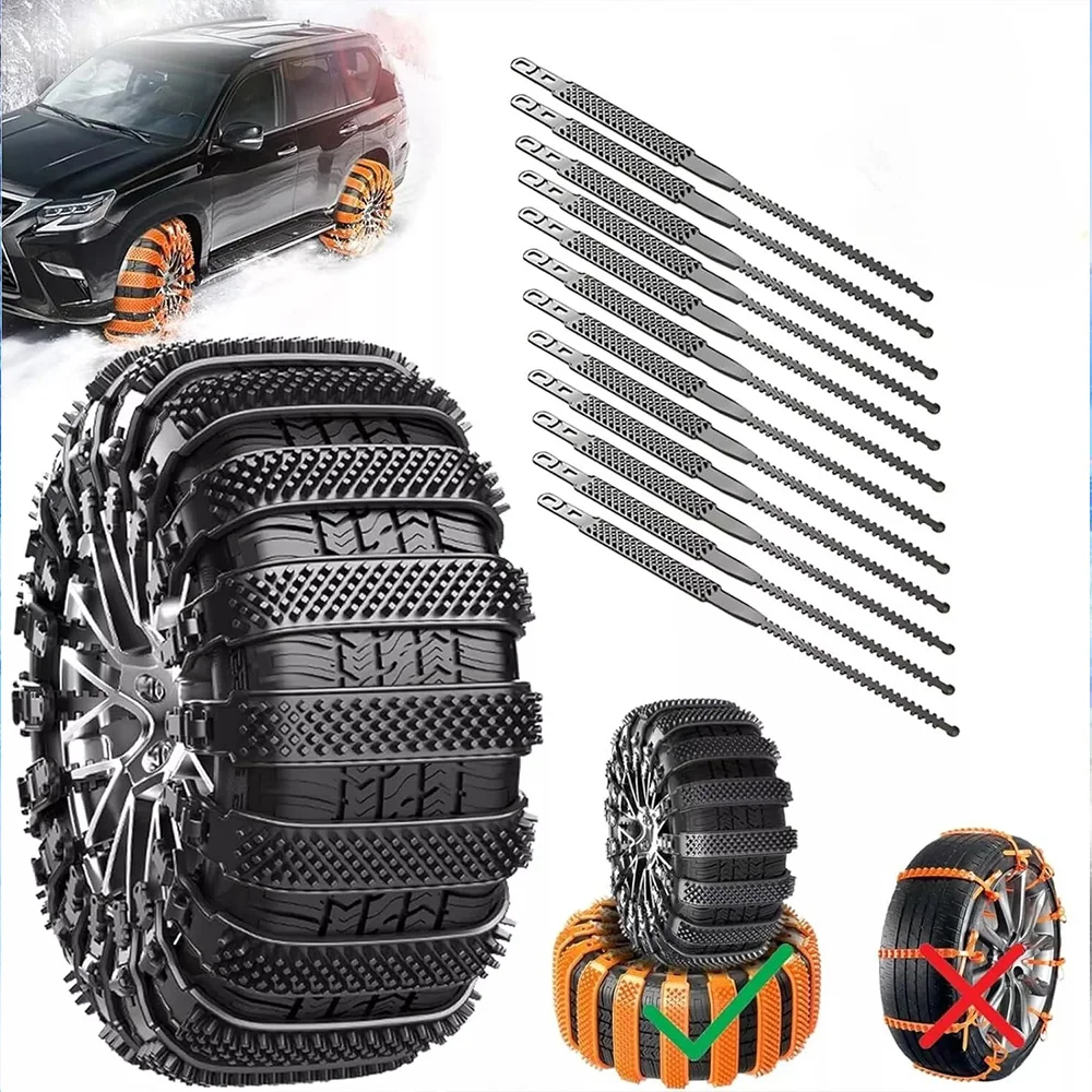 New Auto Car Snow Chains Driving SUV Off-road Outdoor Snow Tire Anti-skid Chain Thickened Tendon Universal Car Anti-skid Chain