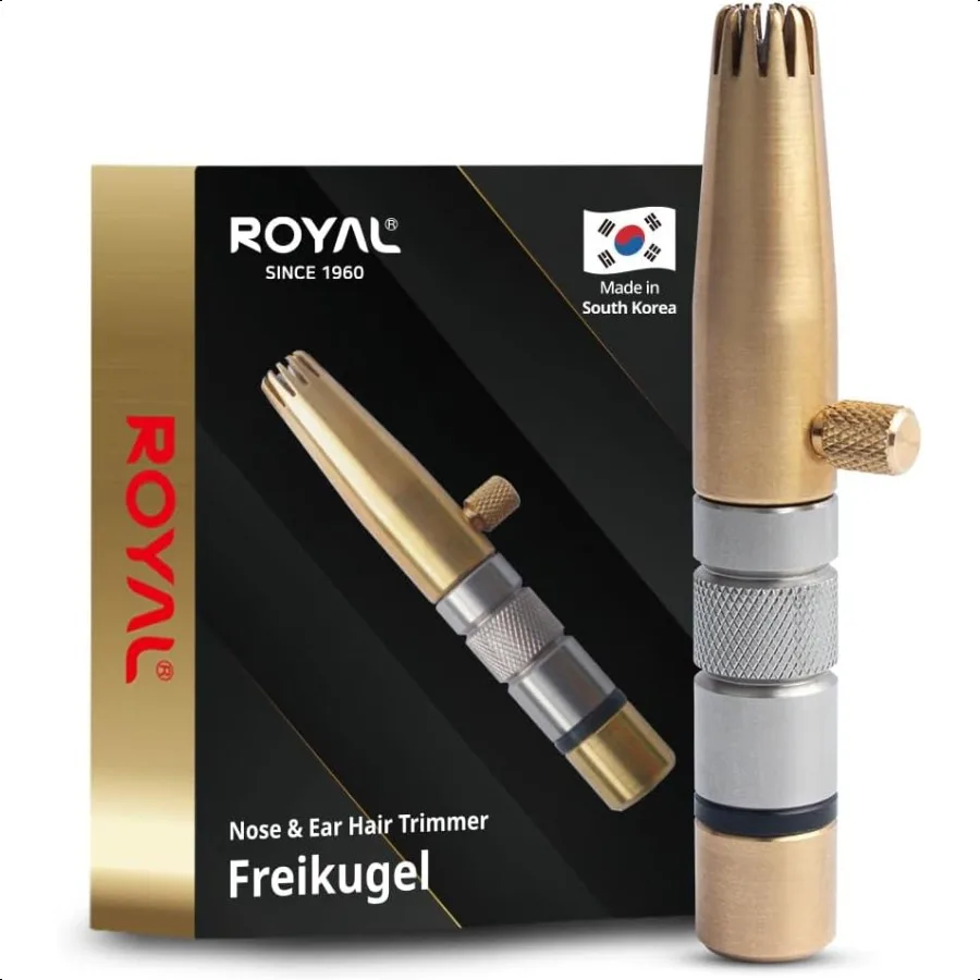 

ROYAL [Сделано в Корее] Премиальный триммер для волос в носу для мужчин Freikugel, ручной, без батареи, латунь, нержавеющая сталь, водонепроницаемая боль с помощью