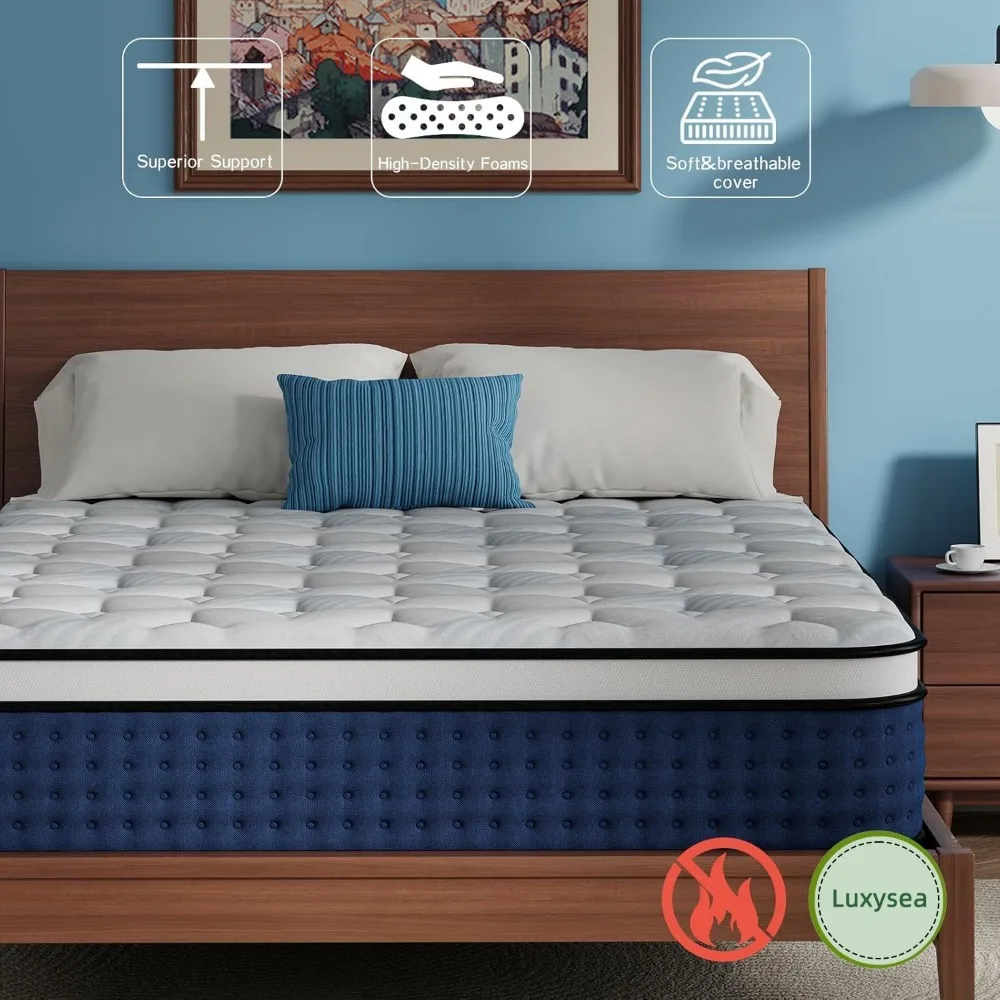 مرتبة كوين متوسطة الحجم مقاس 12 بوصة مع دعم خلفي من إسفنج الذاكرة وعزل الحركة - مرتبة دعم فاخرة بمساحة للراحة #2