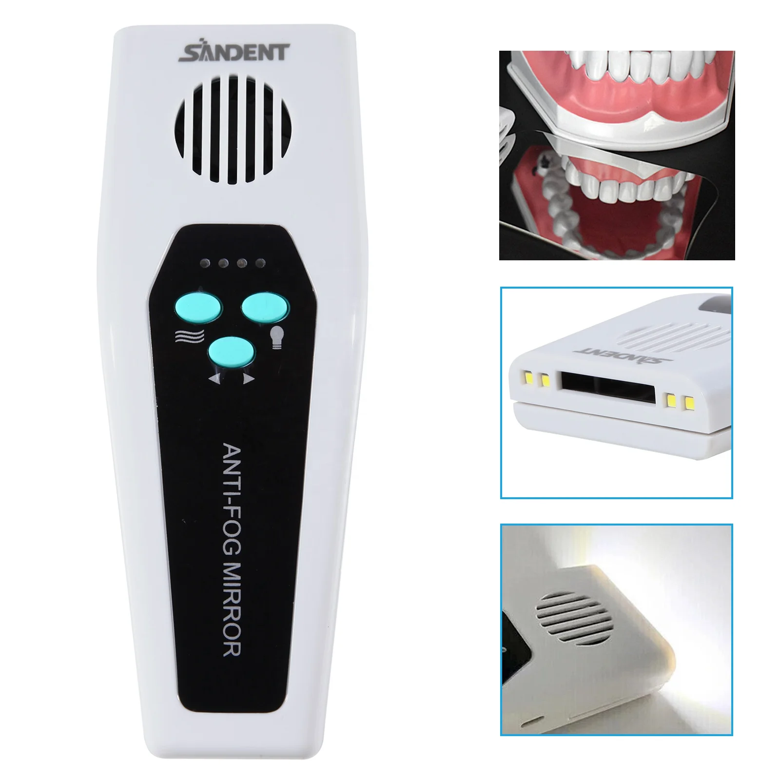 New Arrival! den tal LED Light Clear Stainless Steel Anti-fog 4 Mirrors Photography Reflector Photo Mirror No-Fog Shadowless