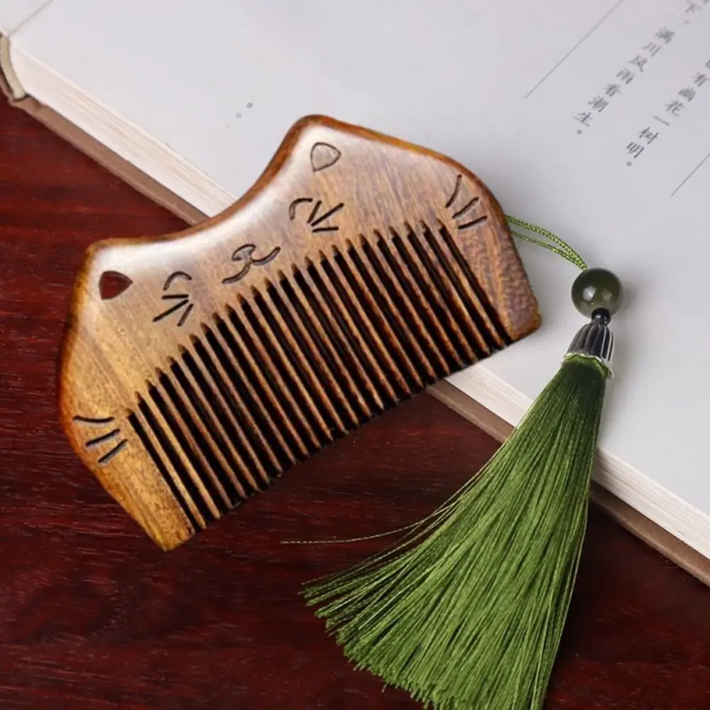 

Wooden Hair Comb Fine Tooth with Tassel Comb for Women Men No Static Detangling Natural Sandalwood Massage Combs