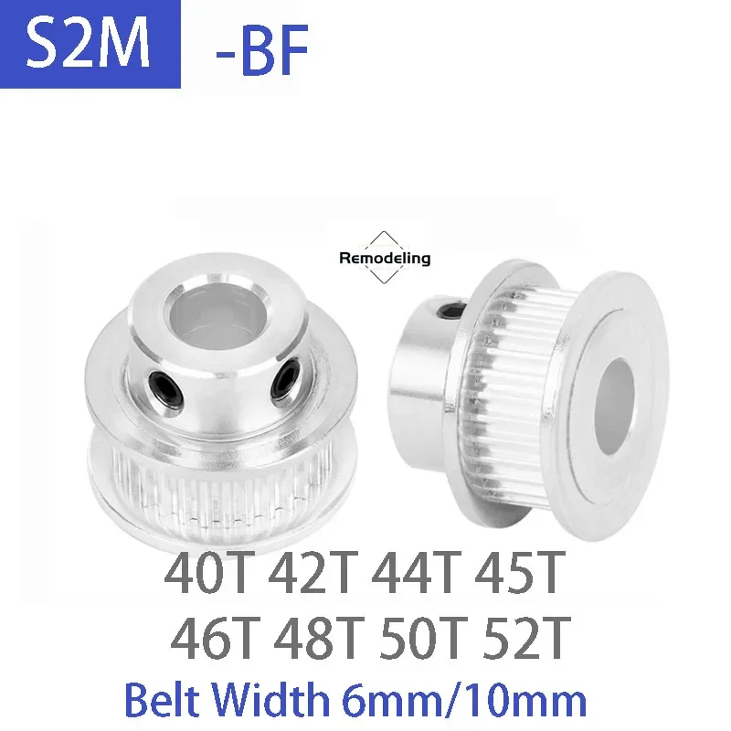 

1pcs S2M BF Timing Pulley Aluminum Alloy 40T 42T 44T 45T 46T 48T 50T 52T Groove Width 7/11mm Belt Width 6/10mm Bore 5mm-15mm