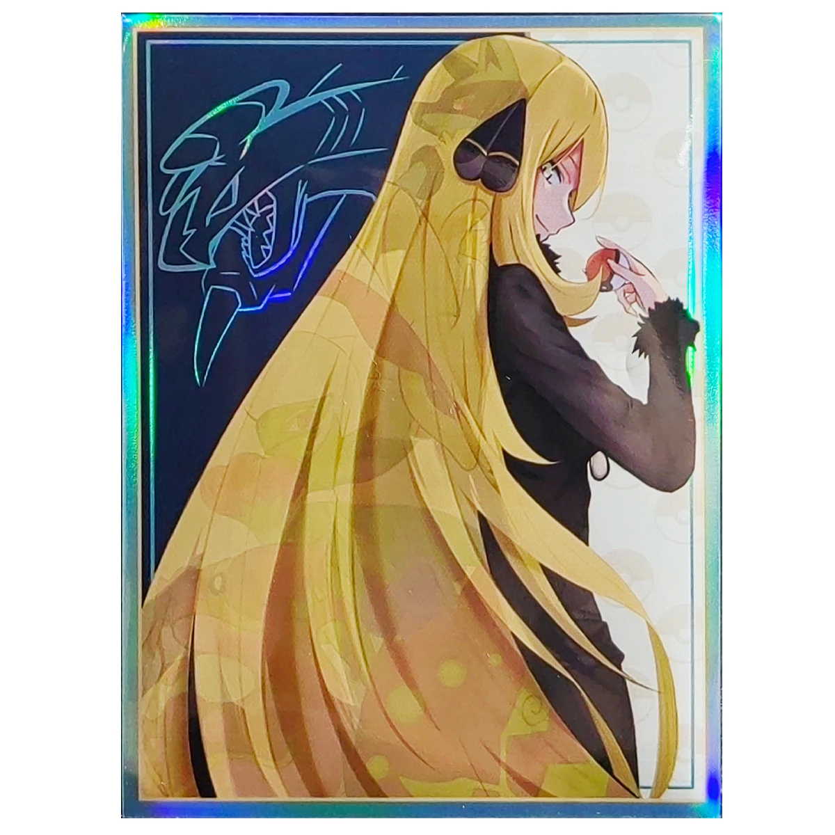 60PCS Holographic Card Sleeve Foil Anime Girl Cynthia PTCG Standard Size Card Sleeves Table Game Protective Cover 67x92mm