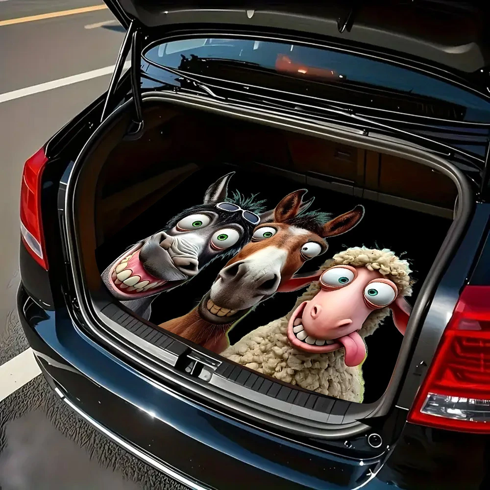 VIKAMA Fun Farm Animal Trunk Mat—Durable, Stain-Resistant Trunk Protector for Most Car Models, Car Interior Decoration