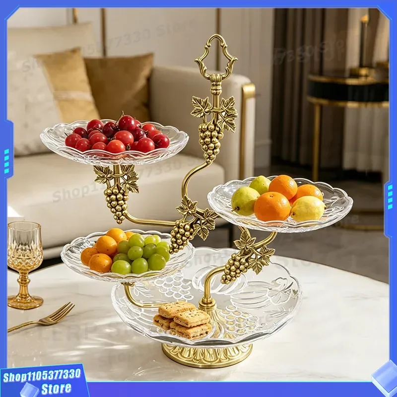 Luxury Brass Fruit Plate Multi Tier Serving Tray for Living Room Coffee Table Home Decor Elegant Cake Stand Dining Table