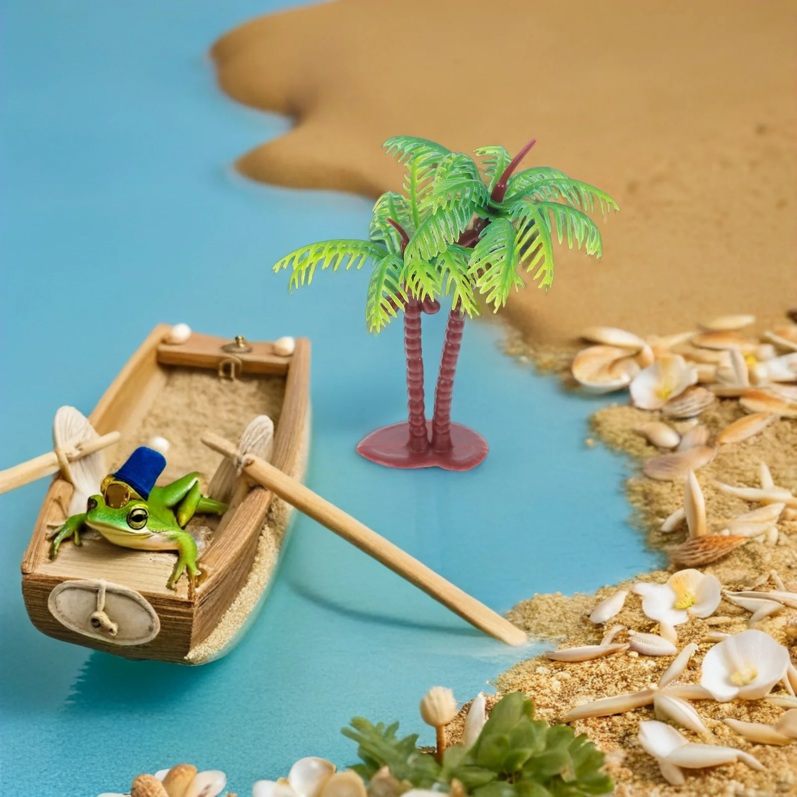 10 قطعة شجرة جوز الهند المصغرة النباتات الاستوائية الاصطناعية للتصوير الدعائم ديكور المنزل الحرفية السكك الحديدية المناظر الطبيعية وهمية صغيرة #4