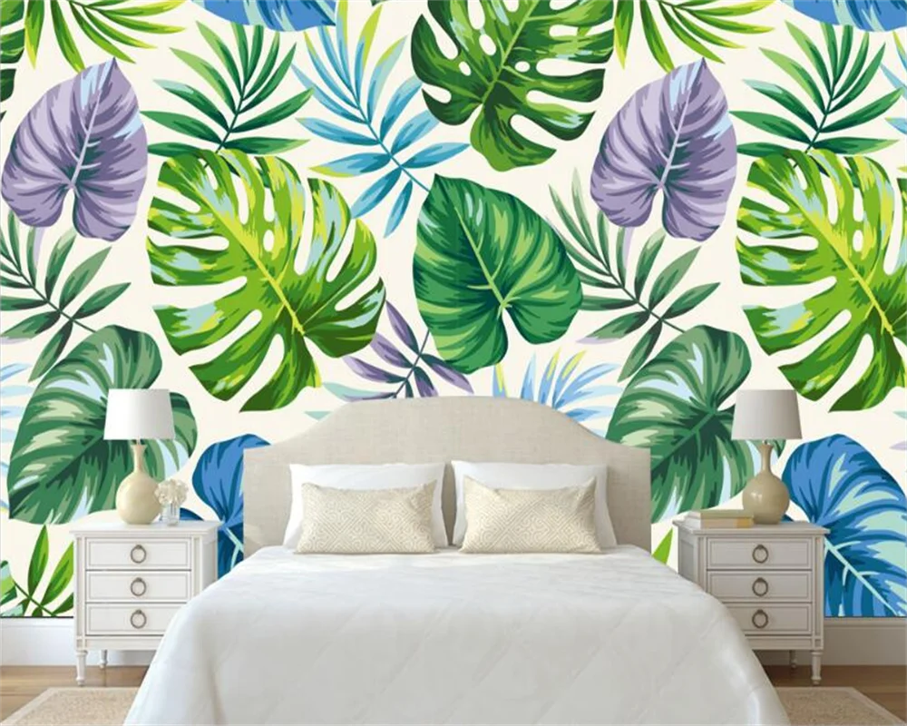 Custom Wallpaper Modern Simple Tropical Rainforest Plants Banana Leaves Living Room TV Sofa Background Wall Home Decor Mural