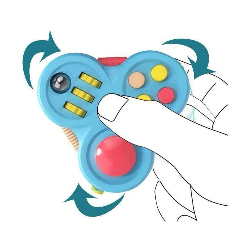 Fidget Pad Game Controller Clicker Joystick Button Stress Relief Cube Quiet Focus Relieve Anxiety ADHD Finger Spinner Office Fun