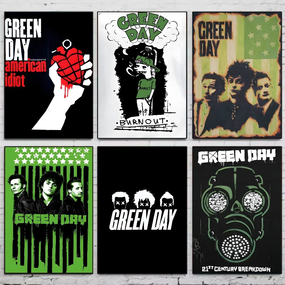 ملصق عتيق لليوم الأخضر لفرقة الروك ملصق ريترو قماش جمالي ومطبوعات صورة فنية جدارية لتزيين غرفة المعيشة