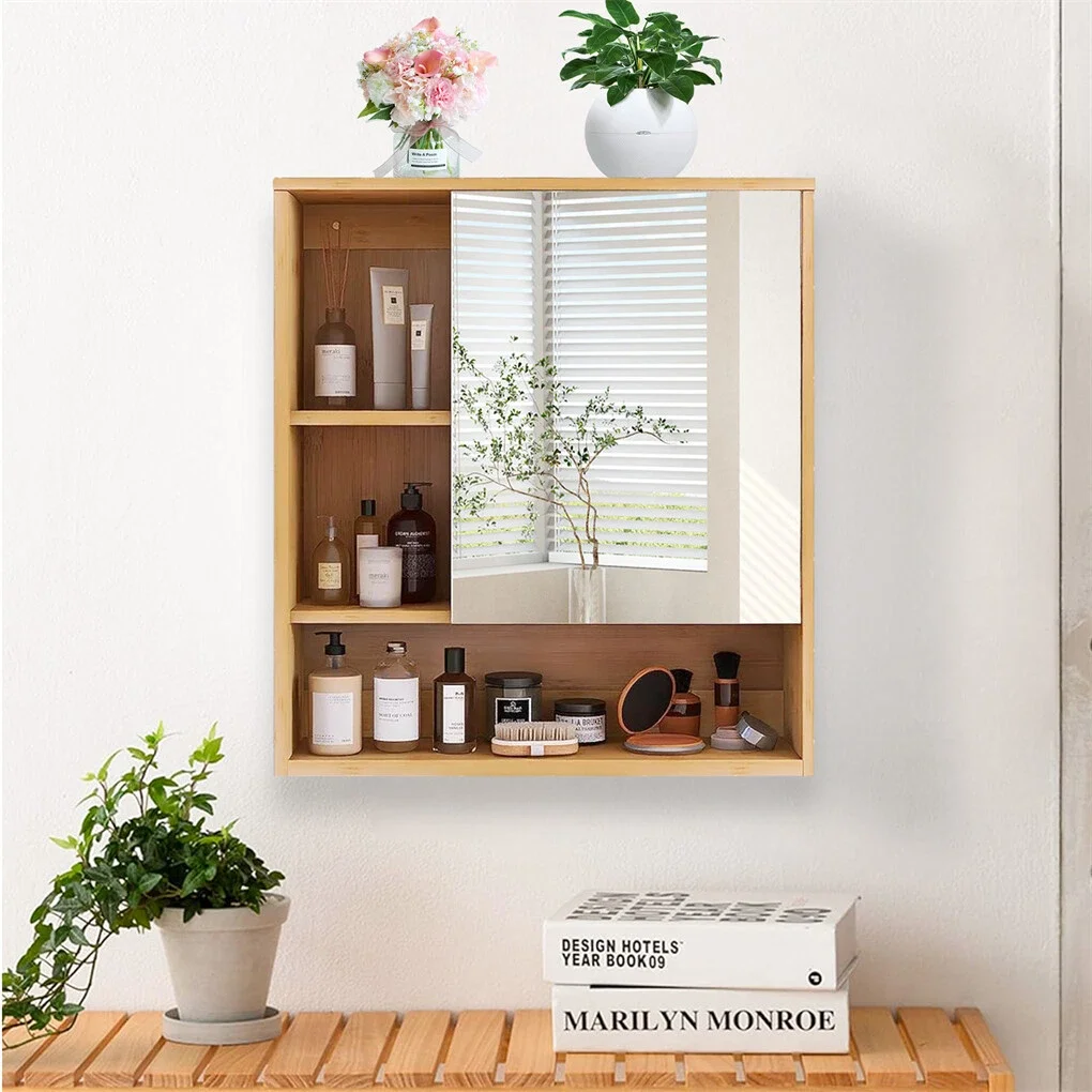 

LUVODI Wooden Medicine Cabinet Wall Mounted Bathroom Vanity Mirror with Spacesaver Storage Wood Bathroom Cabinet